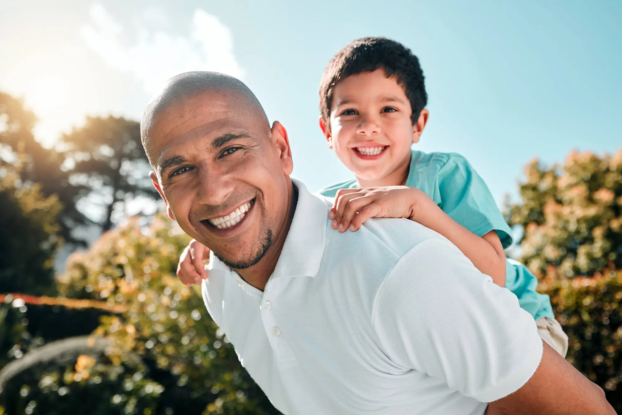 father and son at park